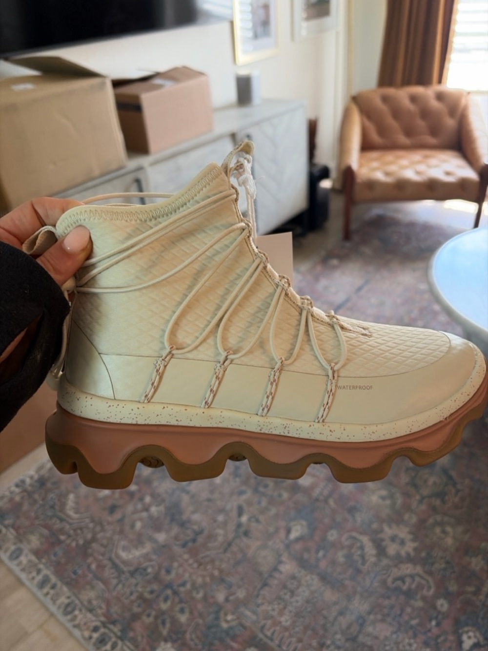 Sperry Cream and Brown Waterproof Winter Boot